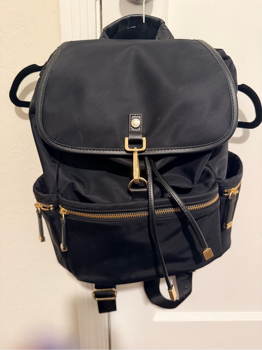 Calvin Klein Black Nylon Backpack with Gold Hardware